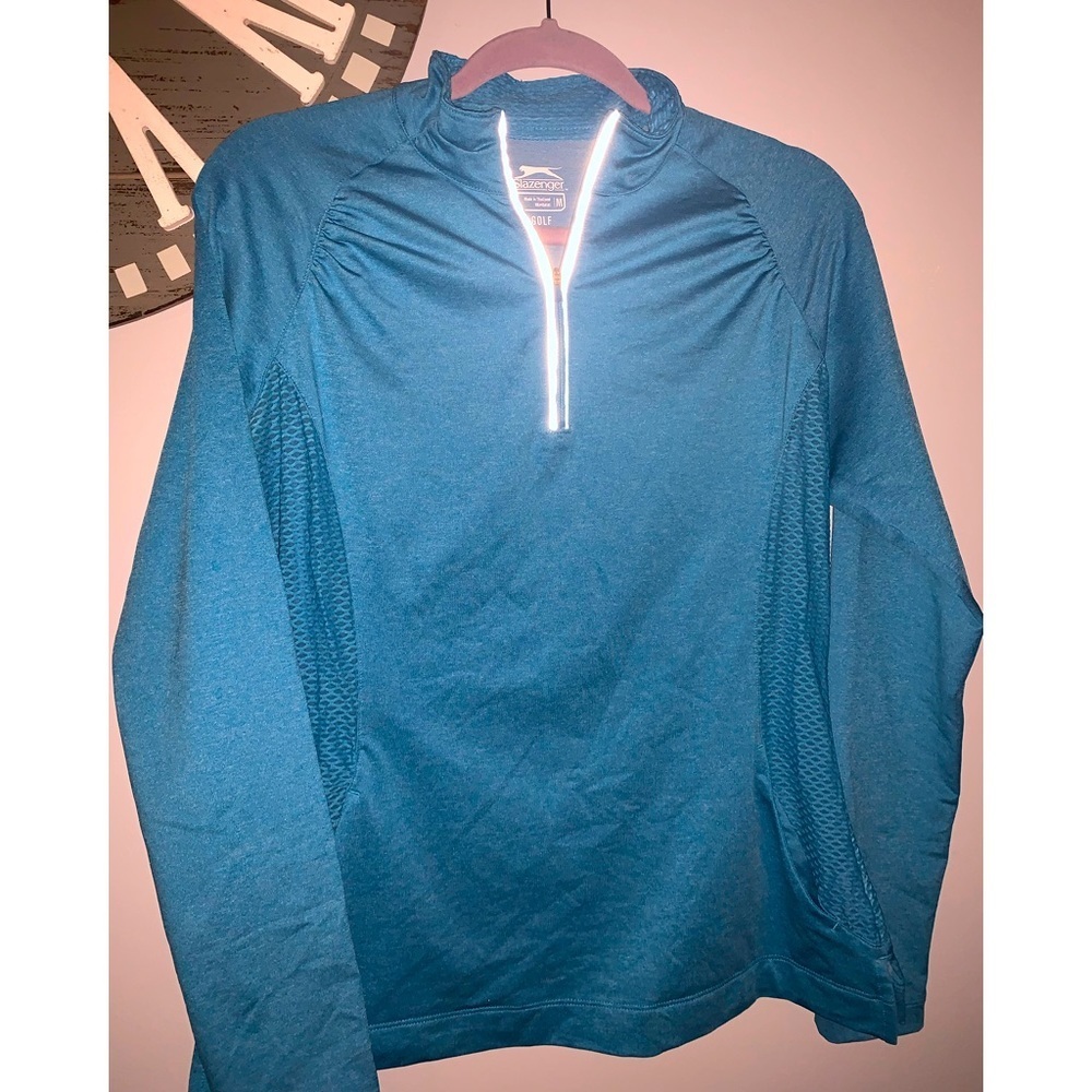 Slazenger golf blue athletic quarter zip pullover size medium